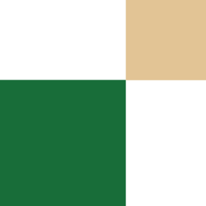Quadrate in den Farben Beige, Grün und Weiß angeordnet in einem 2x2-Raster